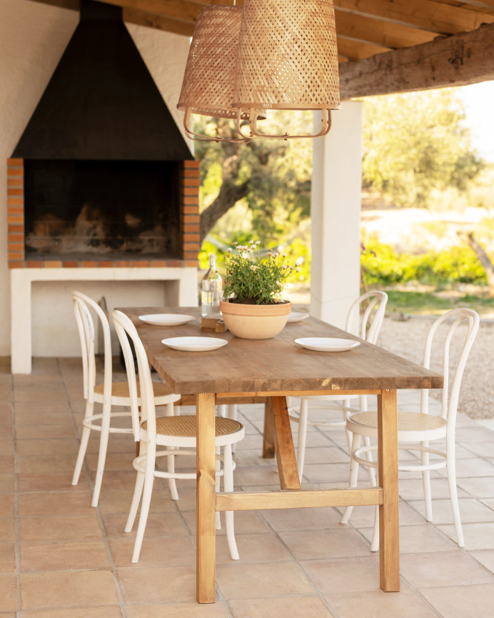 Mesa de comedor de madera maciza en tono roble oscuro de varias medidas