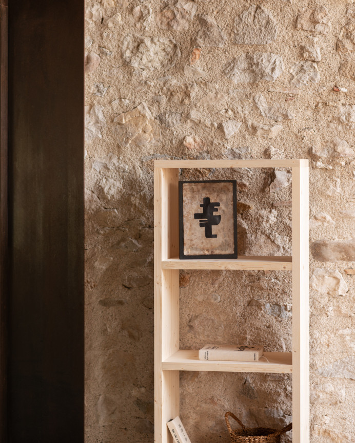 Estantería de madera maciza tono natural de 180x60cm