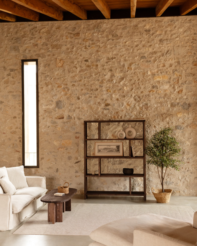 Estantería de madera maciza tono nogal de 180x140cm