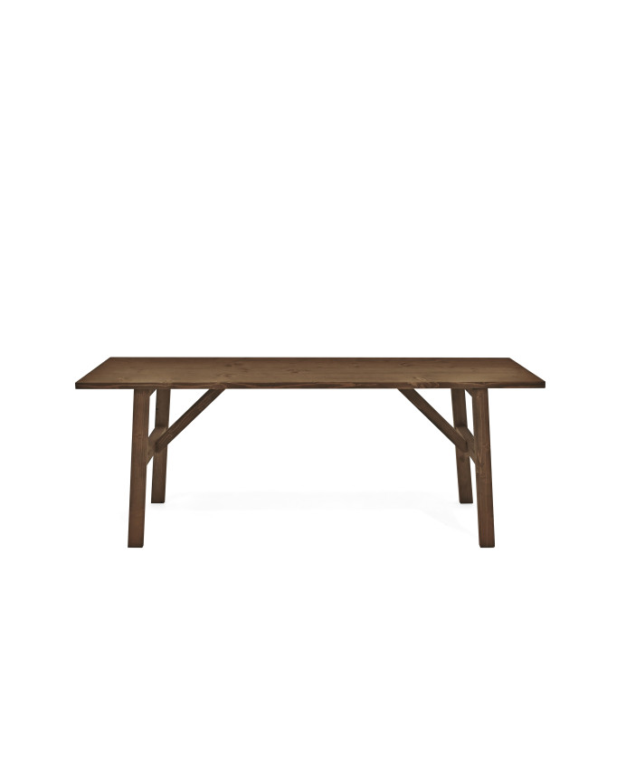 Banqueta de madera maciza en tono nogal de 120x45cm