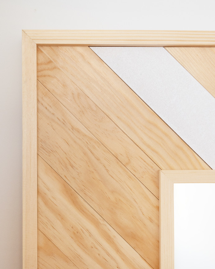 Espejo efecto madera maciza en tono natural y blanco de 163x84cm