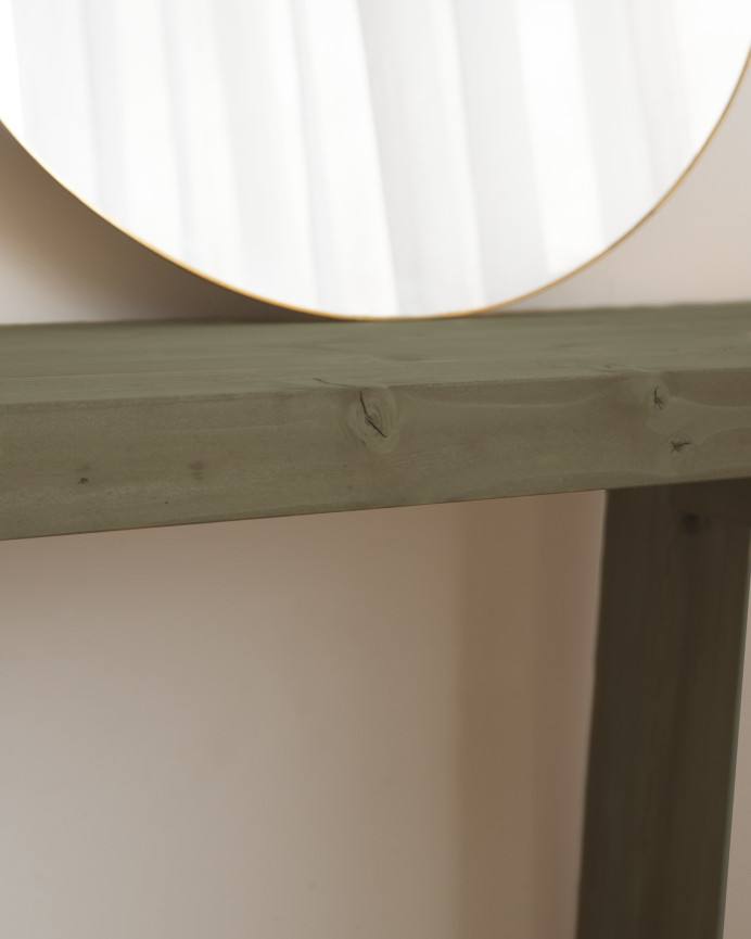 Consola de madera maciza en tono verde de 100x80cm