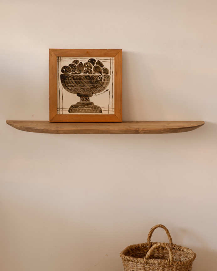 Consola recibidor redondeada de madera maciza en tono toble oscuro de 100cm