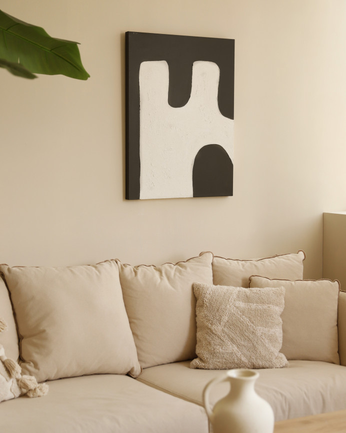 Cuadro negro y blanco decorativo sobre algodón con bastidor de madera pintado artesanalmente con pintura óleo en varias medidas