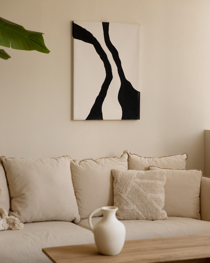 Cuadro blanco y negro decorativo sobre algodón con bastidor de madera pintado artesanalmente con pintura óleo en varias medidas