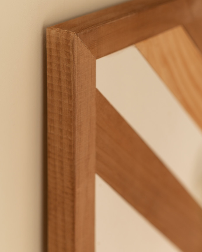 Cabecero de madera maciza en tono roble oscuro natural y blanco de 165x85cm