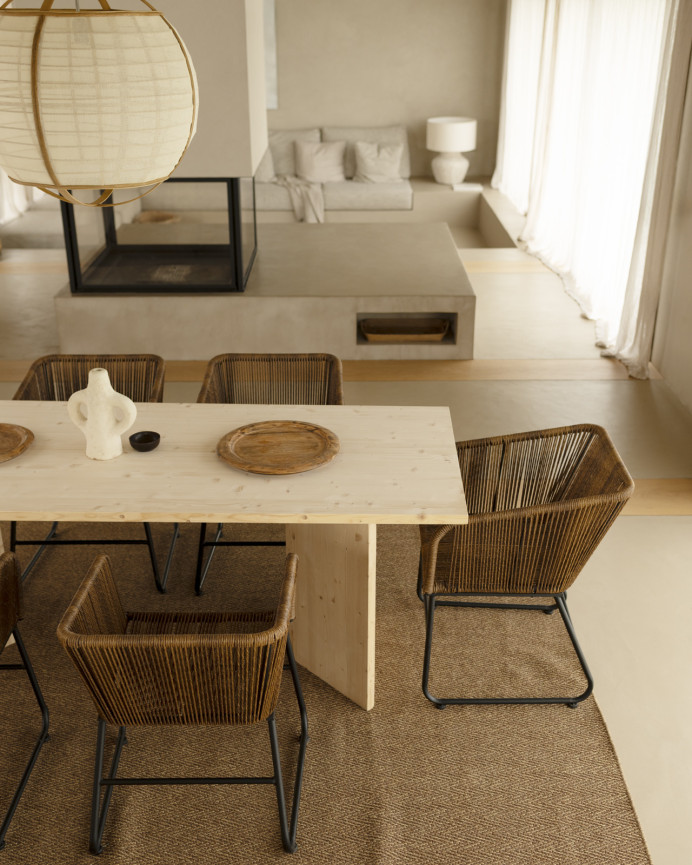 Mesa de comedor de madera maciza en tono natural de varias medidas