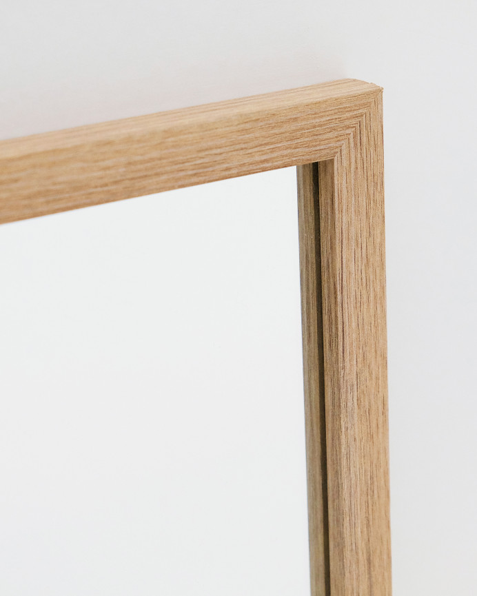 Set de 3 espejos de pared rectangulares de madera tono natural de 90x30cm
