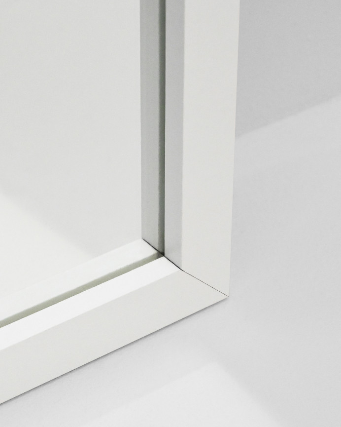 Set de 4 espejos de pared cuadrados de madera tono blanco de 30x30cm