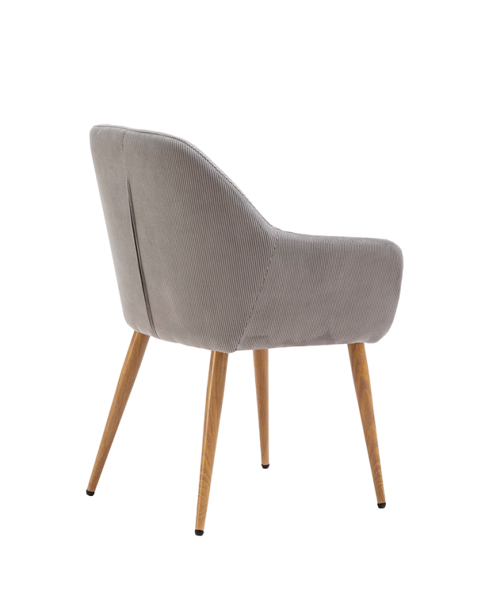 Silla de pana color gris con patas de metal tono roble de 84cm 