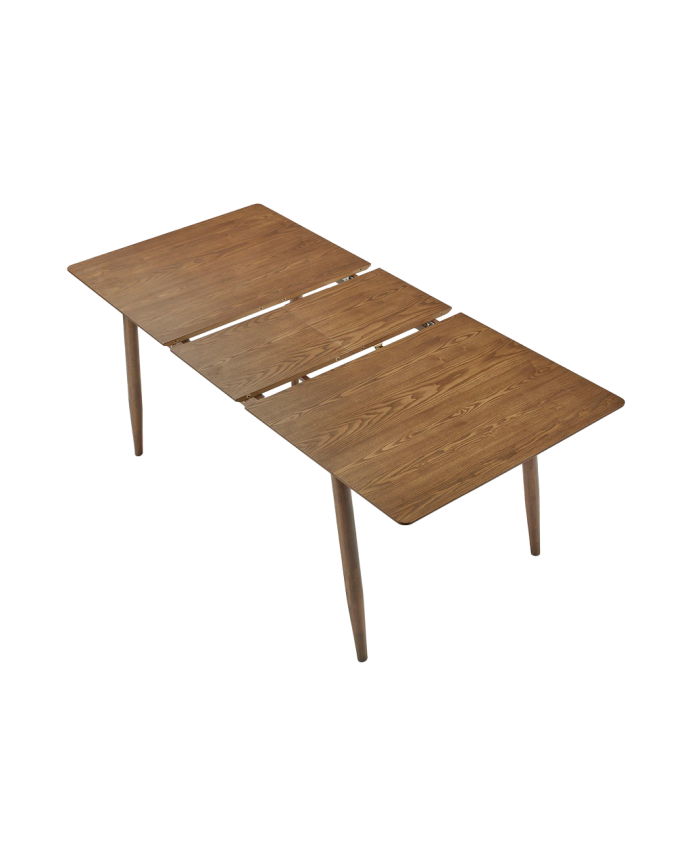 Mesa de comedor extensible de madera en tono roble oscuro de 150-190cm