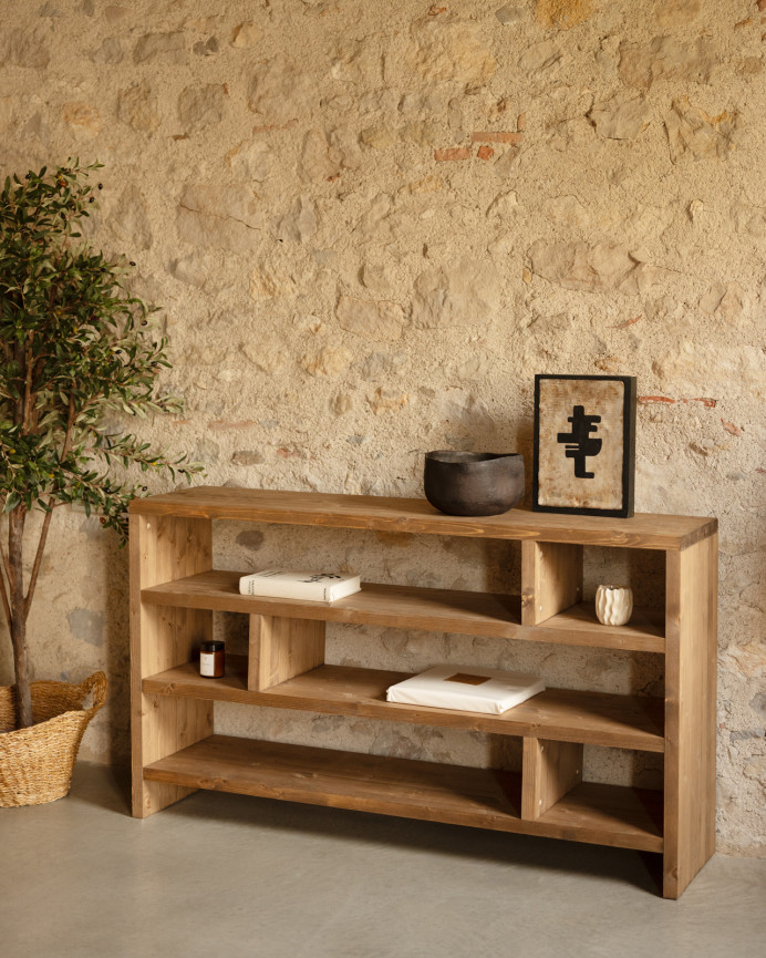 Estantería de madera maciza tono roble oscuro de 80x140cm