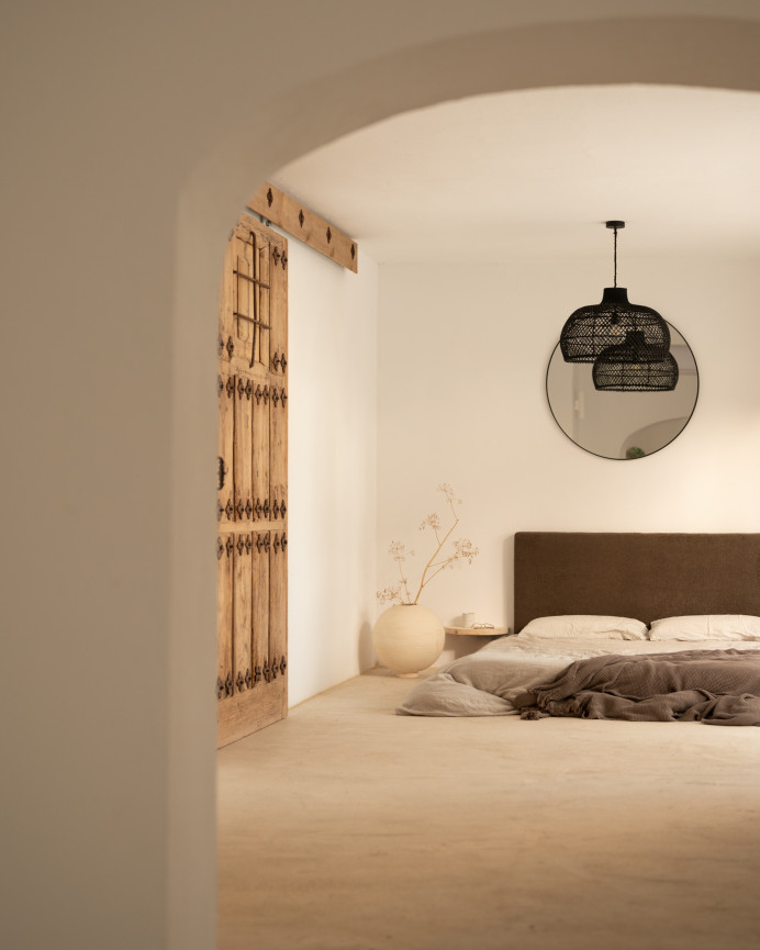 Mesita de noche de madera maciza flotante en tono natural de 3x40cm