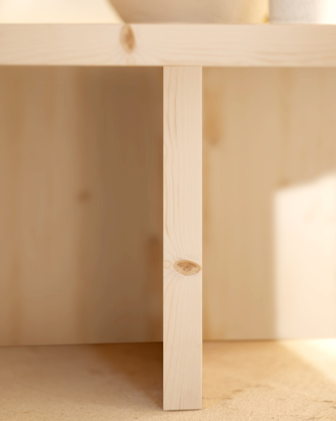 Mesa de centro redonda de madera maciza acabado natural de varias medidas