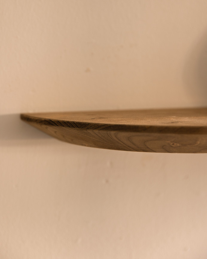 Estante redondeado de madera maciza flotante tono roble oscuro varias medidas
