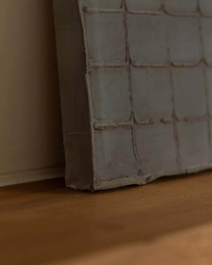Cuadro gris decorativo sobre algodón con bastidor de madera pintado artesanalmente con pintura al óleo en varias medidas