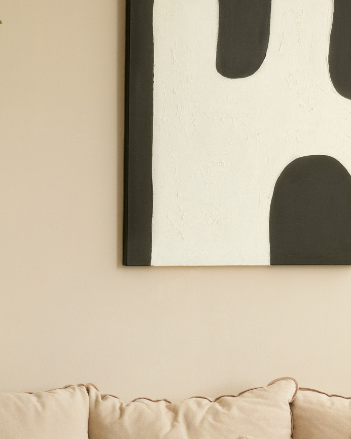 Cuadro negro y blanco decorativo sobre algodón con bastidor de madera pintado artesanalmente con pintura óleo en varias medidas