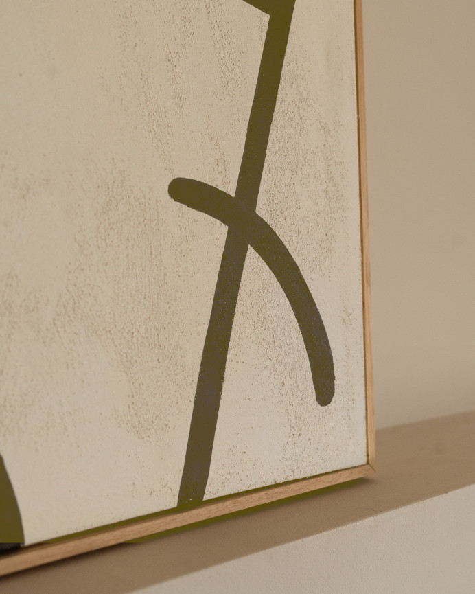 Cuadro beige y verde decorativo sobre algodón con bastidor de madera pintado a mano con pintura al óleo en varias medidas