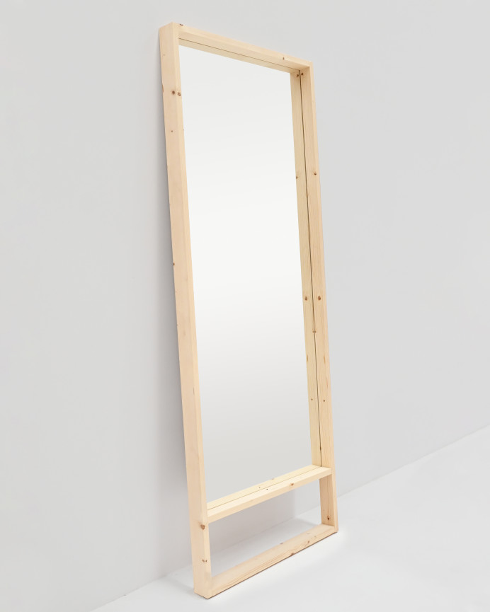 Espejo efecto madera maciza tono natural de varias medidas