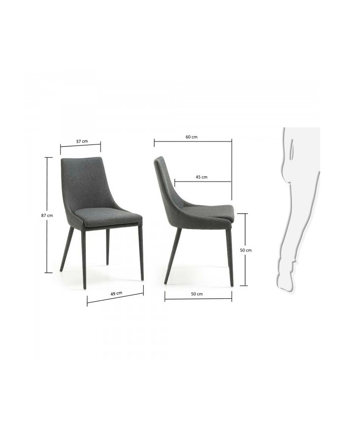 Sillas tapizadas color gris oscuro de 87x51cm