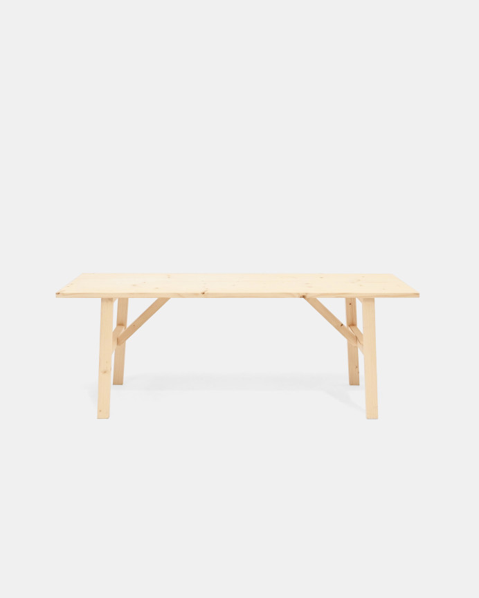 Banqueta de madera maciza en tono natural de 120x45cm