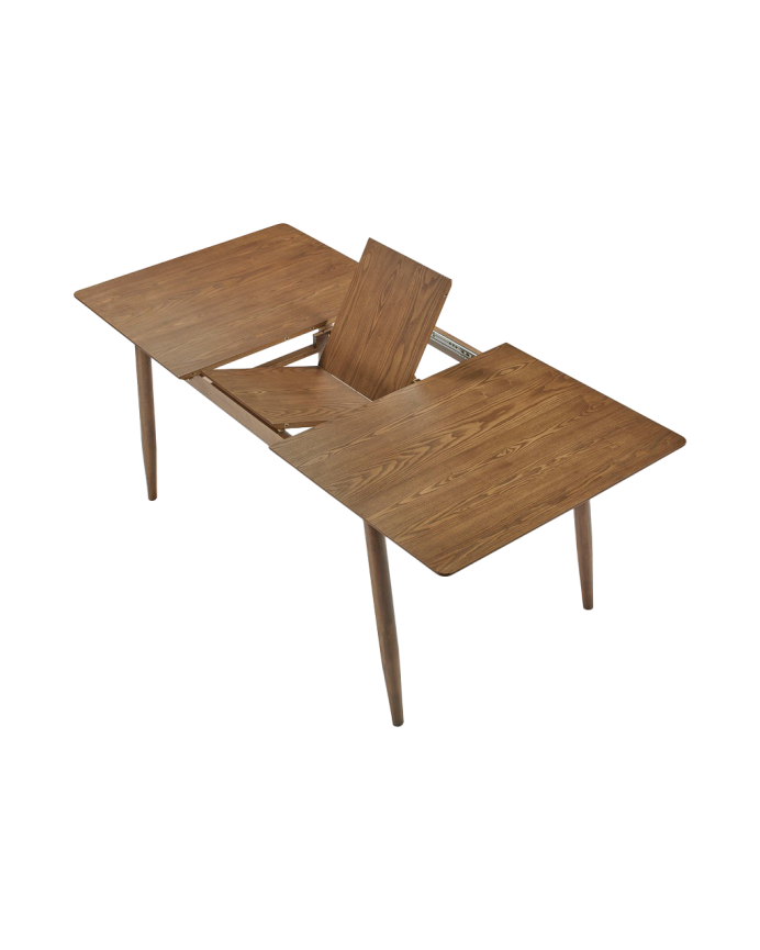 Mesa de comedor extensible de madera en tono roble oscuro de 150-190cm