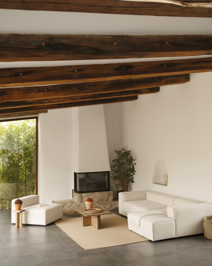 Mesa de centro de madera maciza en tono roble oscuro de 120x70cm