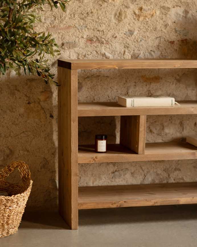 Estantería de madera maciza tono roble oscuro de 80x140cm