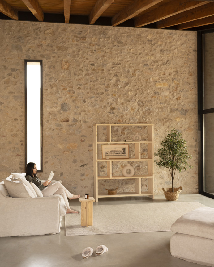 Estantería de madera maciza tono natural de 180x140cm