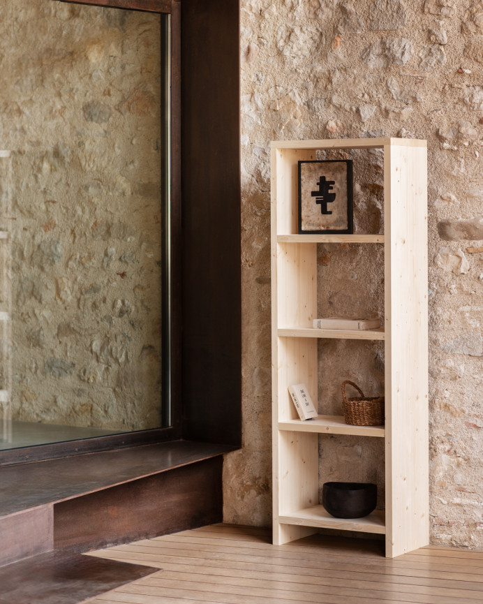 Estantería de madera maciza tono natural de 180x60cm