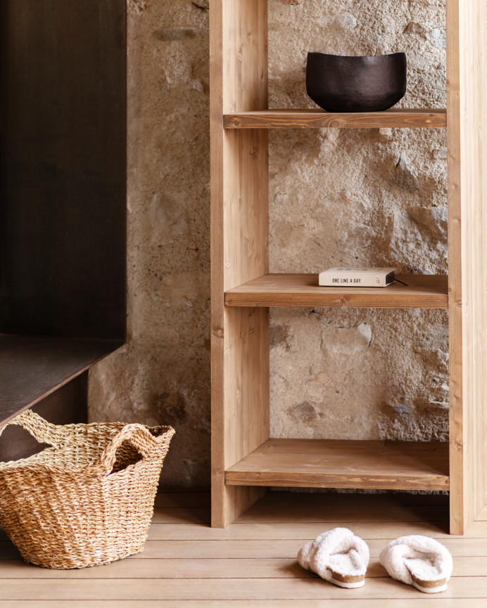 Estantería de madera maciza tono roble oscuro de 180x60cm