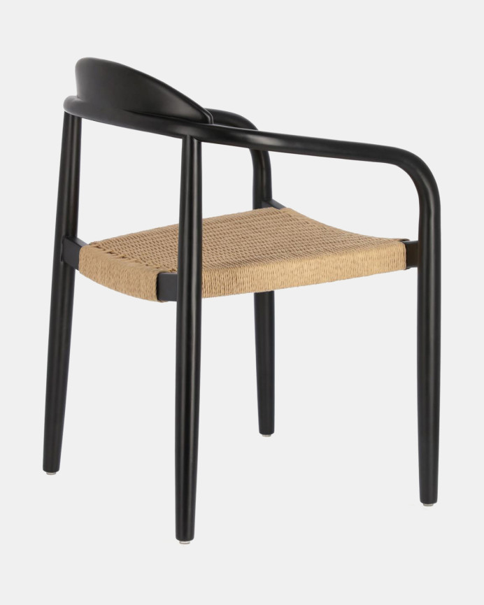 Sillas con estructura de madera de eucalipto y asiento de cuerda color natural de 77x50cm