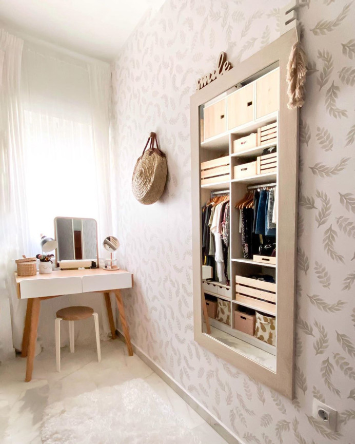 Espejo efecto madera color beige de varias medidas