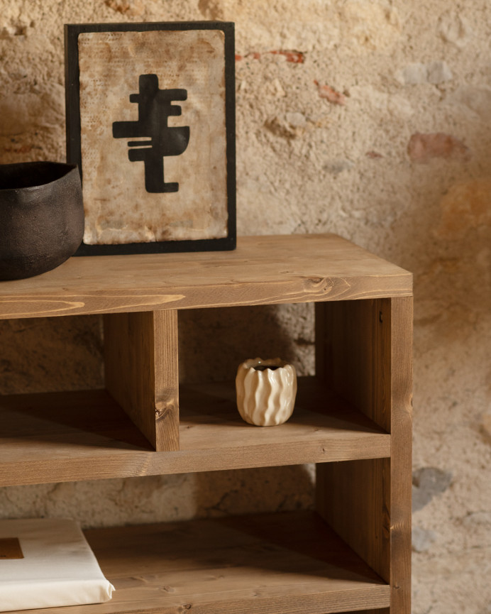 Estantería de madera maciza tono roble oscuro de 80x140cm