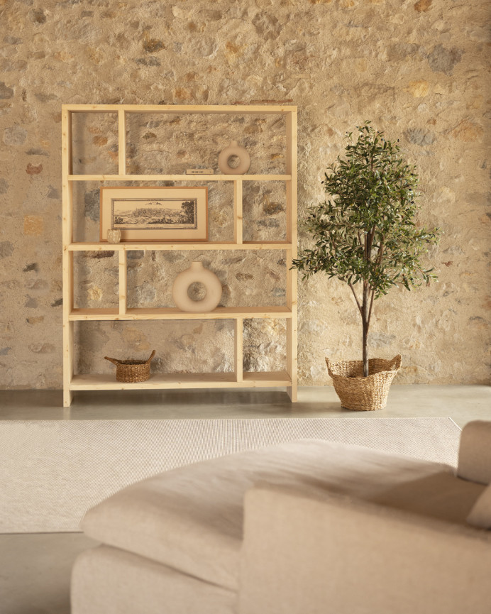 Estantería de madera maciza tono natural de 180x140cm