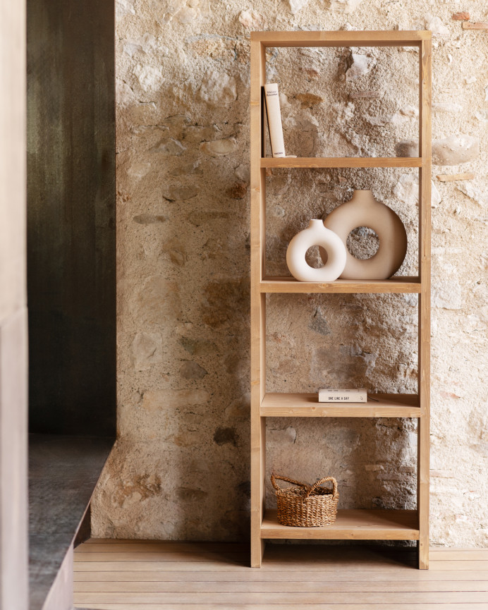 Estantería de madera maciza tono roble medio de 180x60cm