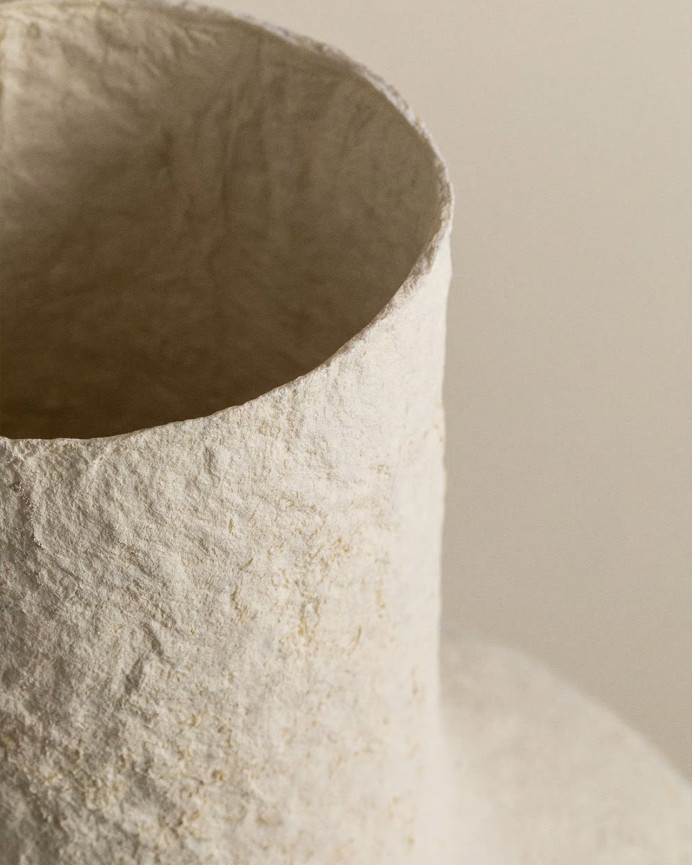 Jarrón de papel maché blanco de 40cm