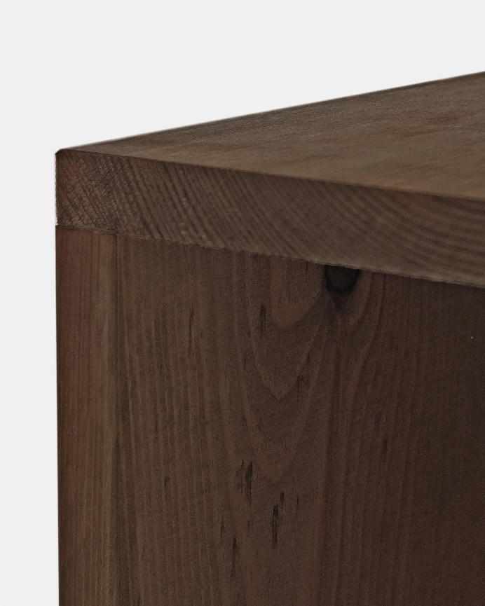 Pack 2 mesitas de noche o auxiliares de madera maciza en tono nogal 60x20cm