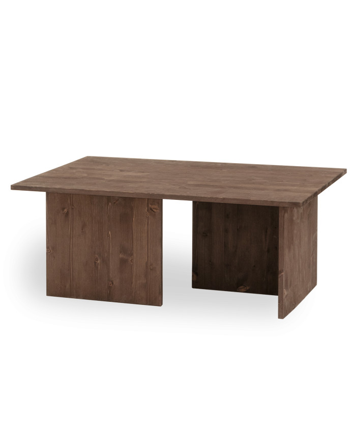 Mesa de centro de madera maciza tono nogal 40x100cm