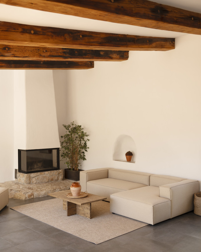 Mesa de centro de madera maciza en tono roble oscuro de 120x70cm