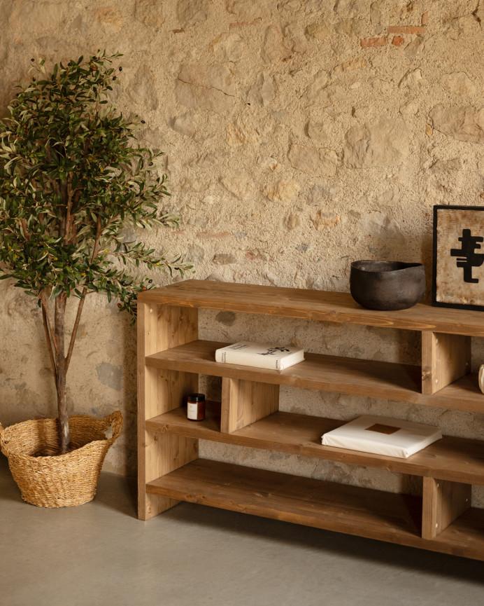 Estantería de madera maciza tono roble oscuro de 80x140cm