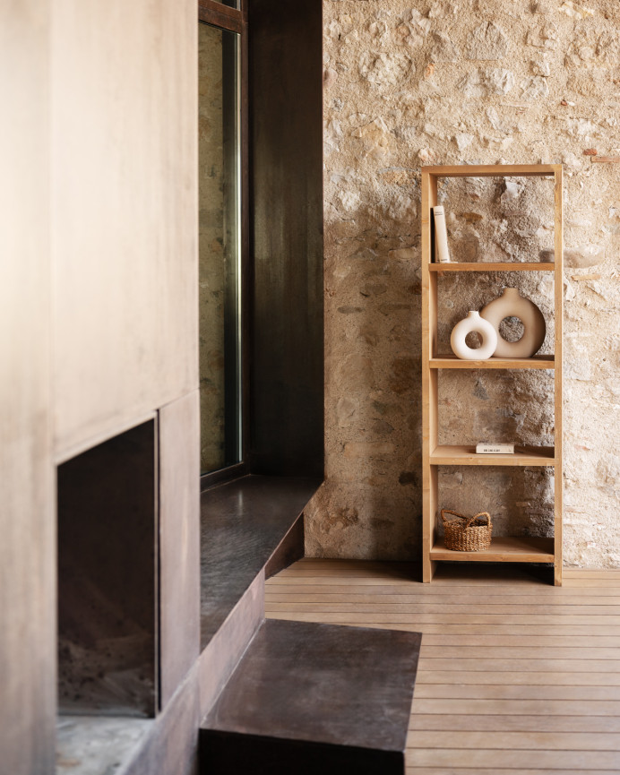 Estantería de madera maciza tono roble medio de 180x60cm