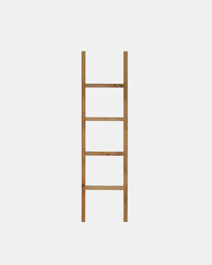 Escalera de madera maciza tono roble oscuro de 150x41cm