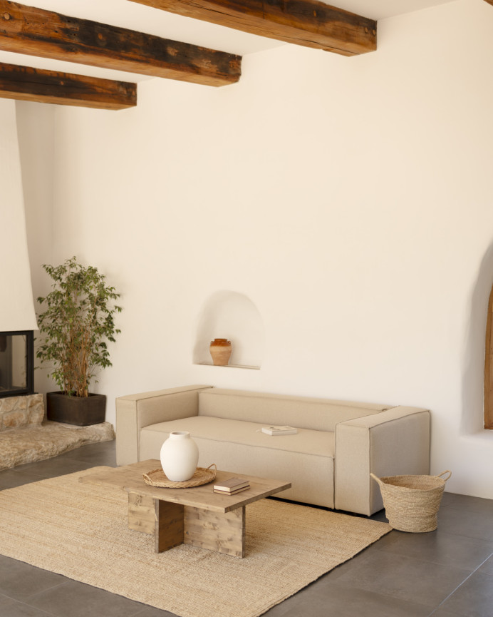 Mesa de centro de madera maciza en tono roble oscuro de 120x70cm