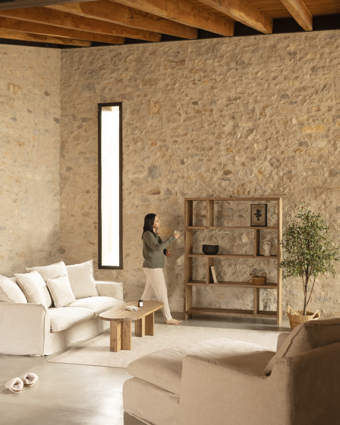 Estantería de madera maciza tono roble oscuro de 180x140cm