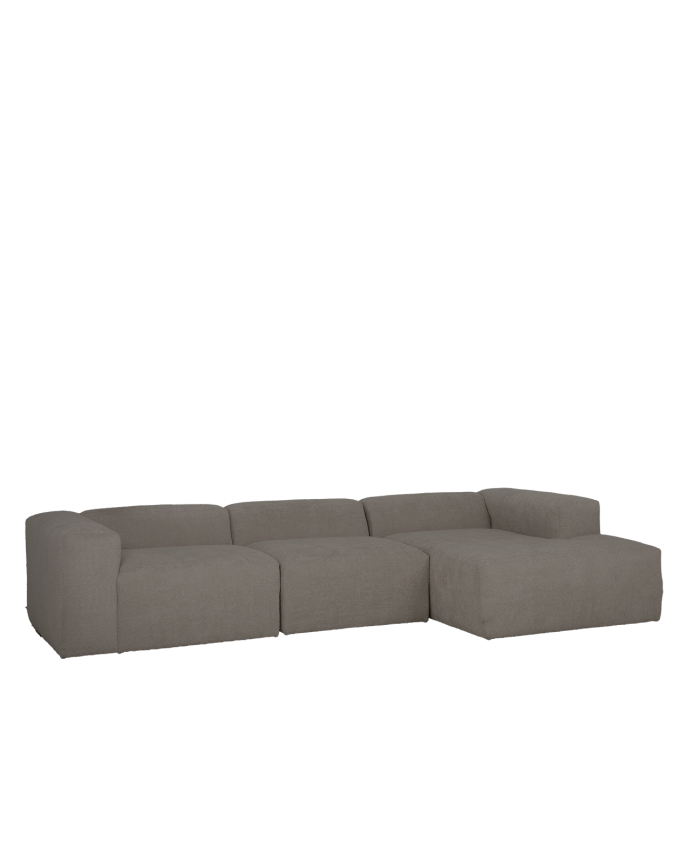 Sofá de 3 módulos con chaise longue de bouclé color gris oscuro 330x172cm