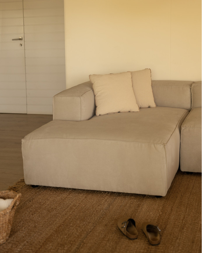 Sofá con chaise longue de pana color beige varias medidas