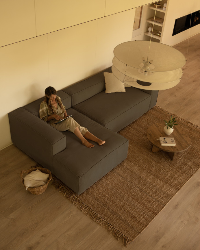 Sofá con chaise longue de pana color marrón topo varias medidas