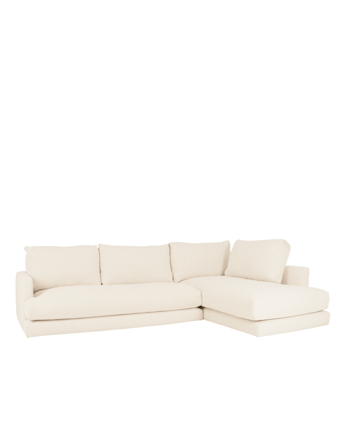 Sofá con chaise longue tono blanco roto de diferentes medidas