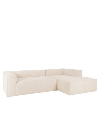 Sofá de bouclé con chaise longue color blanco roto de varias medidas 
